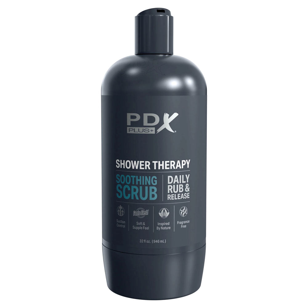PDX Plus Shower Therapy - Soothing Scrub Flesh Discreet Vagina Stroker with Suction Base