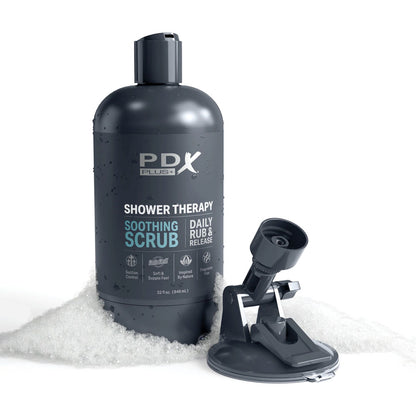 PDX Plus Shower Therapy - Soothing Scrub Flesh Discreet Vagina Stroker with Suction Base