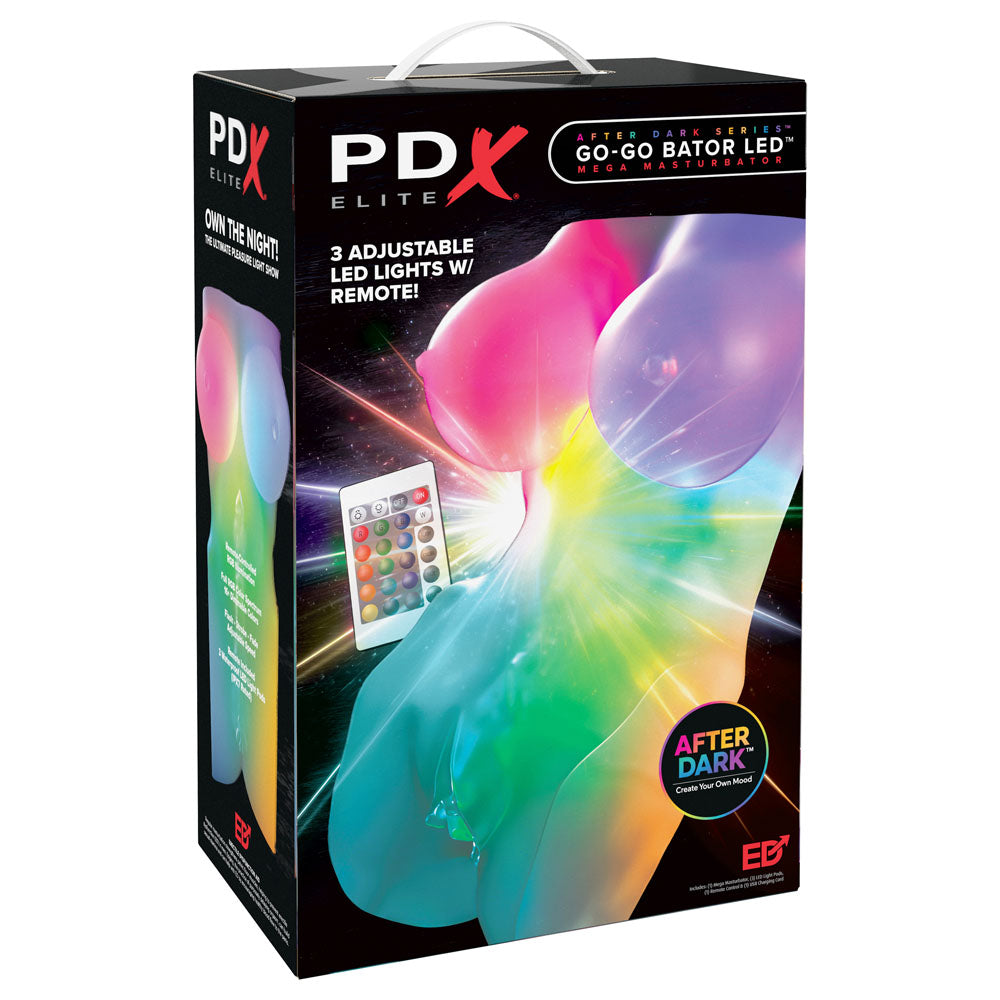 PDX Elite Go-Go Bator LED Mega Masturbator - Clear with LED Mini Torso Masturbator - RD634-20