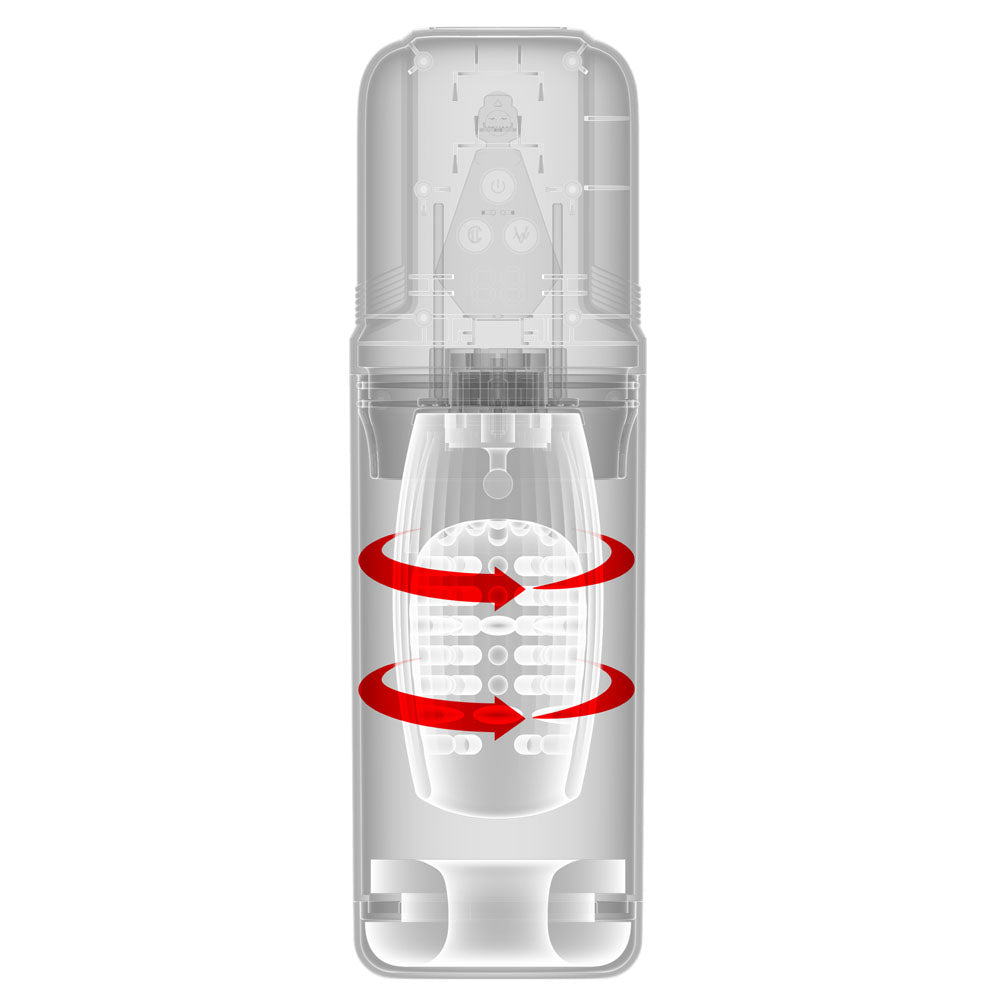 PDX Elite Mega-Bator Pro - Clear USB Rechargeable Vibrating & Spinning Auto Stroker - RD636