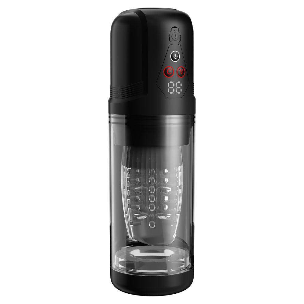 PDX Elite Mega-Bator Pro - Clear USB Rechargeable Vibrating & Spinning Auto Stroker - RD636