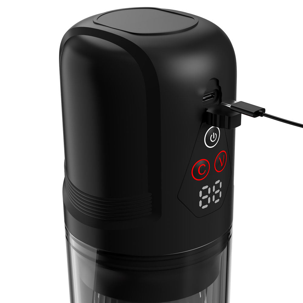 PDX Elite Mega-Bator Pro - Clear USB Rechargeable Vibrating & Spinning Auto Stroker - RD636
