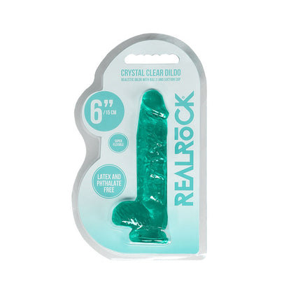 REALROCK 6 Realistic Dildo With Balls - Turquoise 15.2 cm Dong-REA090TUR