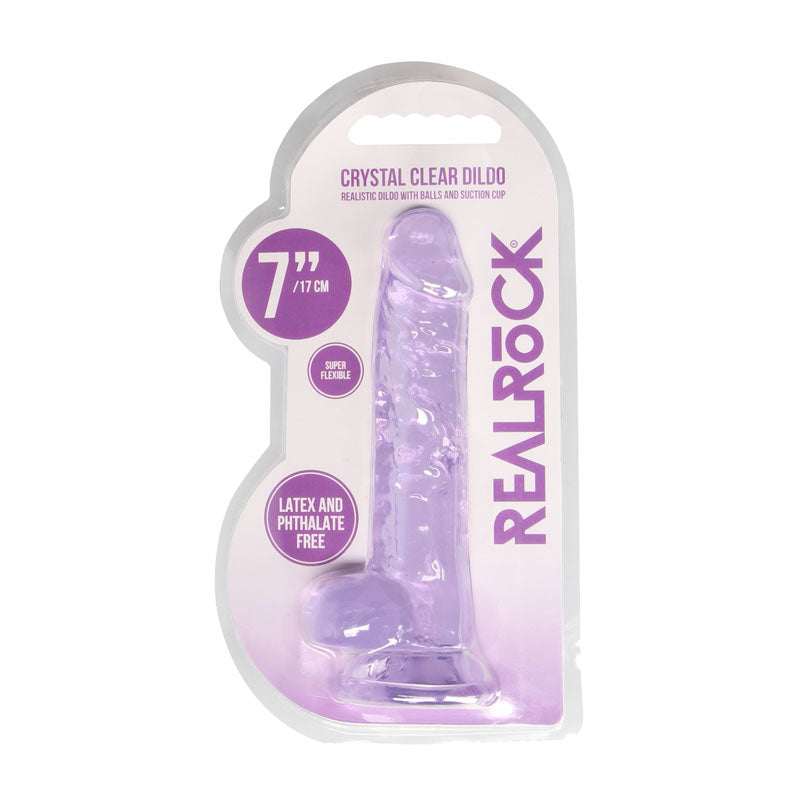 REALROCK 7 Realistic Dildo With Balls - Purple 17.8 cm Dong-REA091PUR