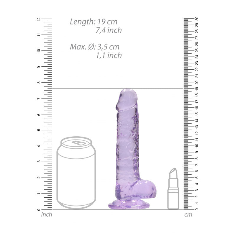 REALROCK 7 Realistic Dildo With Balls - Purple 17.8 cm Dong-REA091PUR