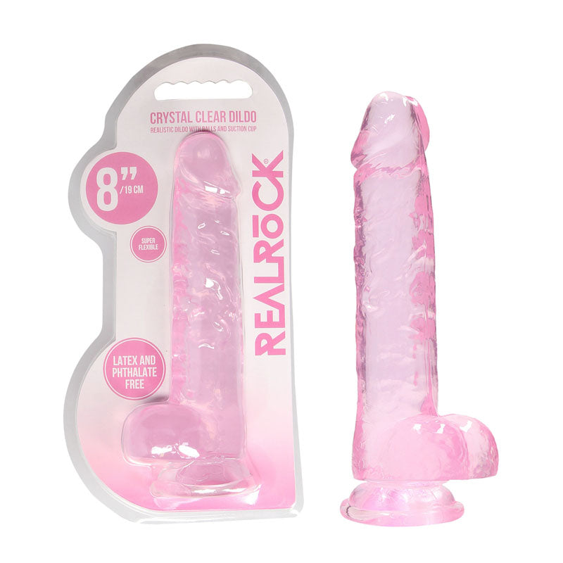 REALROCK 8 Realistic Dildo With Balls - Pink 20.3 cm Dong-REA092PNK