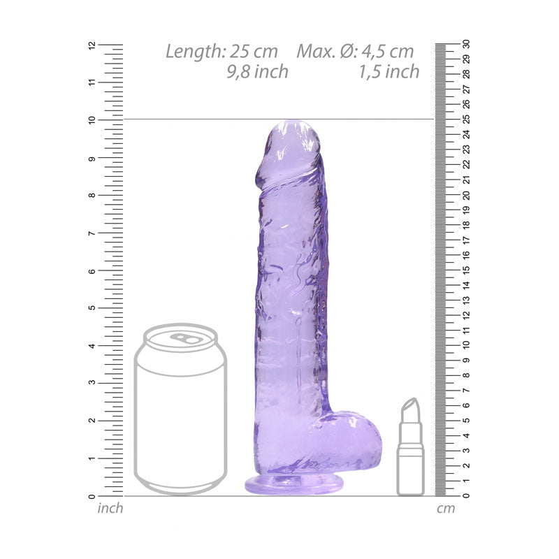 RealRock 9 Realistic Dildo With Balls - Purple 22.9 cm Dong - REA093PUR