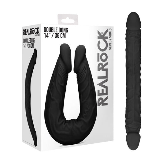 REALROCK 14 Double Dildo - Black 36 cm Double Dong - REA102BLK