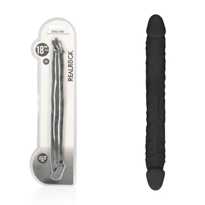 REALROCK 18 Double Dildo - Black - Black 46 cm Double Dong - REA103BLK