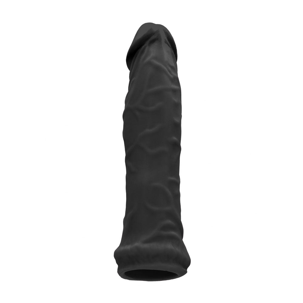 REALROCK 6 Realistic Penis Sleeve - Black - Black 15.2 cm Penis Extension Sleeve - REA105BLK