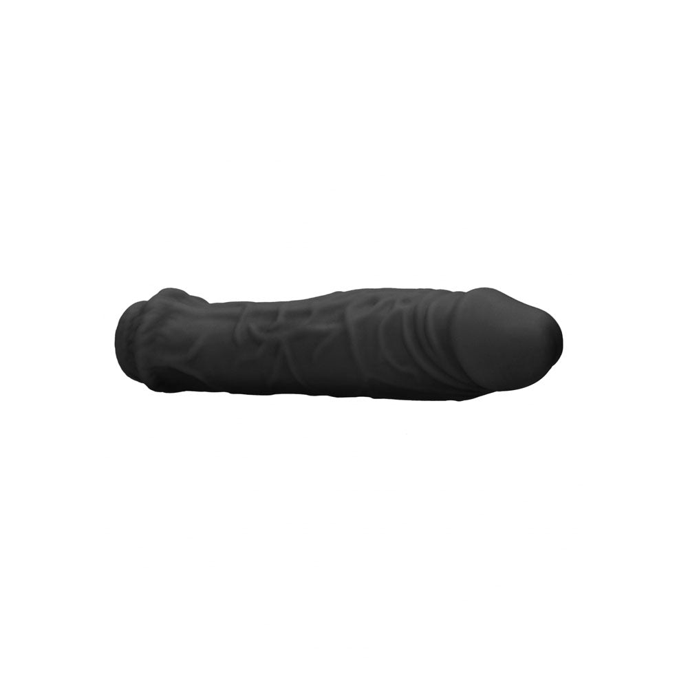 REALROCK 6 Realistic Penis Sleeve - Black - Black 15.2 cm Penis Extension Sleeve - REA105BLK