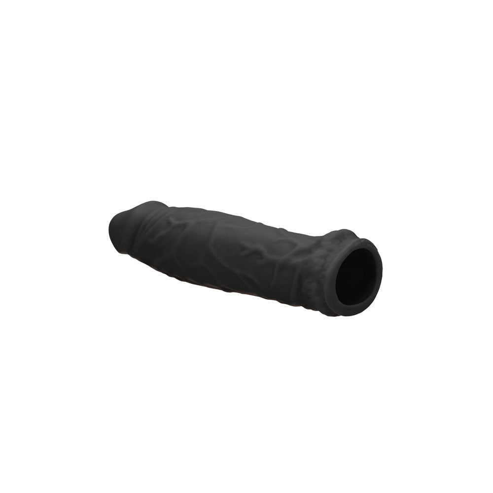 REALROCK 6 Realistic Penis Sleeve - Black - Black 15.2 cm Penis Extension Sleeve - REA105BLK