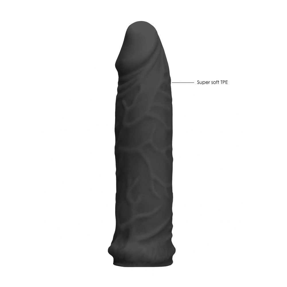 REALROCK 6 Realistic Penis Sleeve - Black - Black 15.2 cm Penis Extension Sleeve - REA105BLK