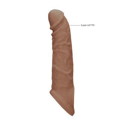 REALROCK 8 Realistic Penis Extender with Rings - Tan - Tan 20.3 cm Penis Extension Sleeve - REA106TAN