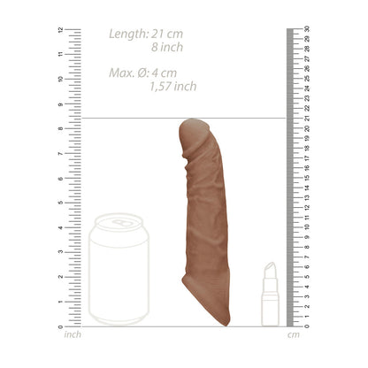 REALROCK 8 Realistic Penis Extender with Rings - Tan - Tan 20.3 cm Penis Extension Sleeve - REA106TAN