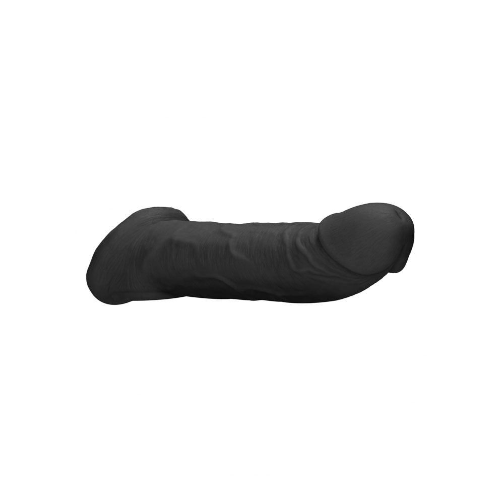 REALROCK 9 Realistic Penis Extender with Rings - Black - Black 22.9 cm Penis Extension Sleeve - REA107BLK