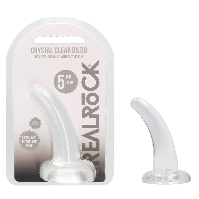 REALROCK Non Realistic Dildo With Suction Cup - 11.5 cm - Clear 11.5 cm Curved Pegging Dong - REA109TRA