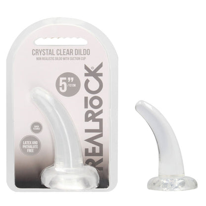 REALROCK Non Realistic Dildo With Suction Cup - 11.5 cm - Clear 11.5 cm Curved Pegging Dong - REA109TRA