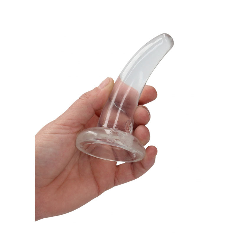 REALROCK Non Realistic Dildo With Suction Cup - 11.5 cm - Clear 11.5 cm Curved Pegging Dong - REA109TRA
