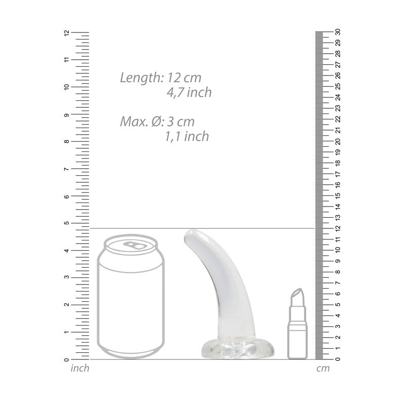 REALROCK Non Realistic Dildo With Suction Cup - 11.5 cm - Clear 11.5 cm Curved Pegging Dong - REA109TRA