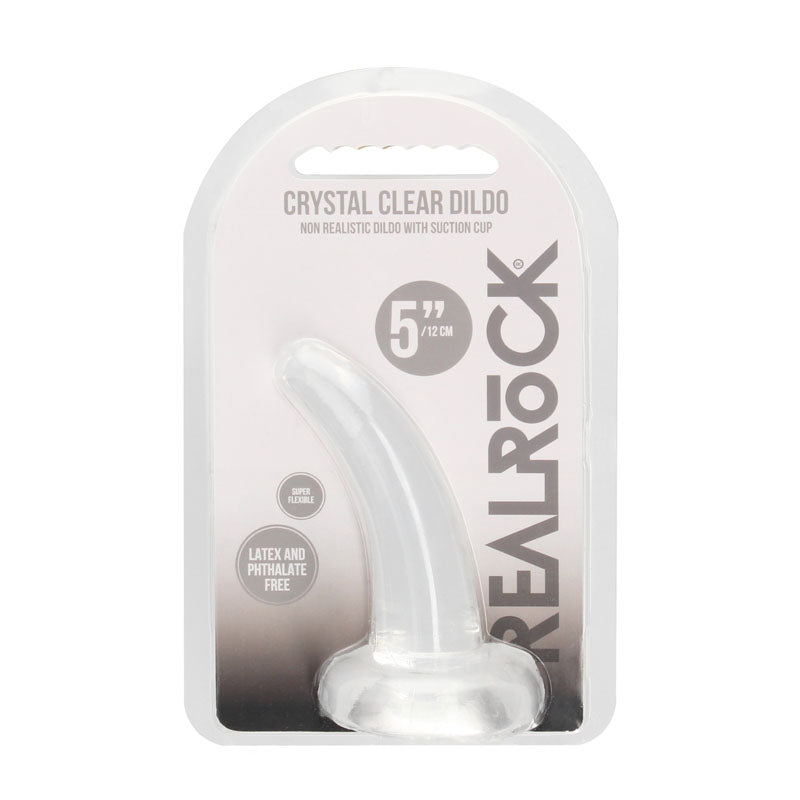 REALROCK Non Realistic Dildo With Suction Cup - 11.5 cm - Clear 11.5 cm Curved Pegging Dong - REA109TRA