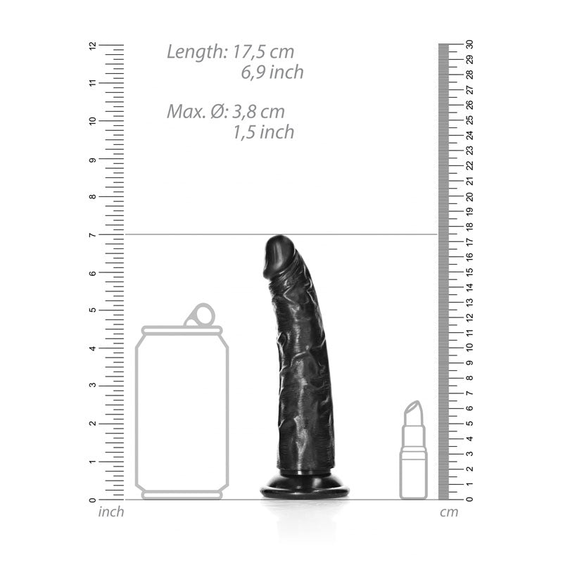 REALROCK Realistic Slim Dildo without Balls - 15.5 cm Black (6'')