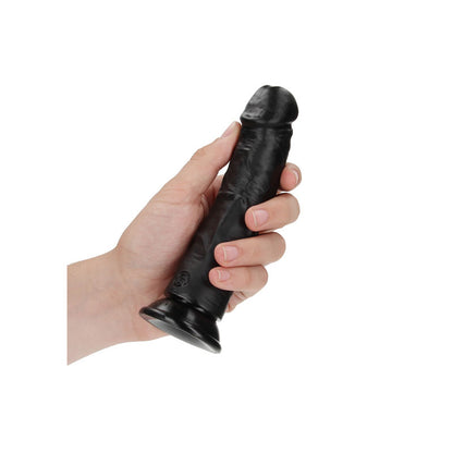 REALROCK Realistic Regular Curved Dildo with Suction Cup - 15.5 cm Black (6'') Dong