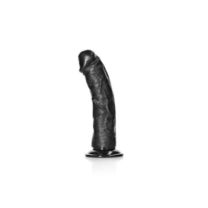 REALROCK Realistic Regular Curved Dildo with Suction Cup - 15.5 cm Black (6'') Dong