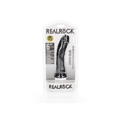 REALROCK Realistic Regular Curved Dildo with Suction Cup - 15.5 cm Black (6'') Dong