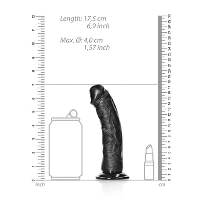 REALROCK Realistic Regular Curved Dildo with Suction Cup - 15.5 cm Black (6'') Dong