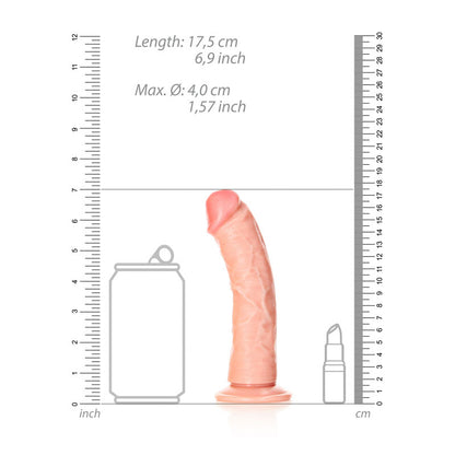 REALROCK Realistic Regular Curved Dildo with Suction Cup - 15.5 cm Flesh (6'') Dong
