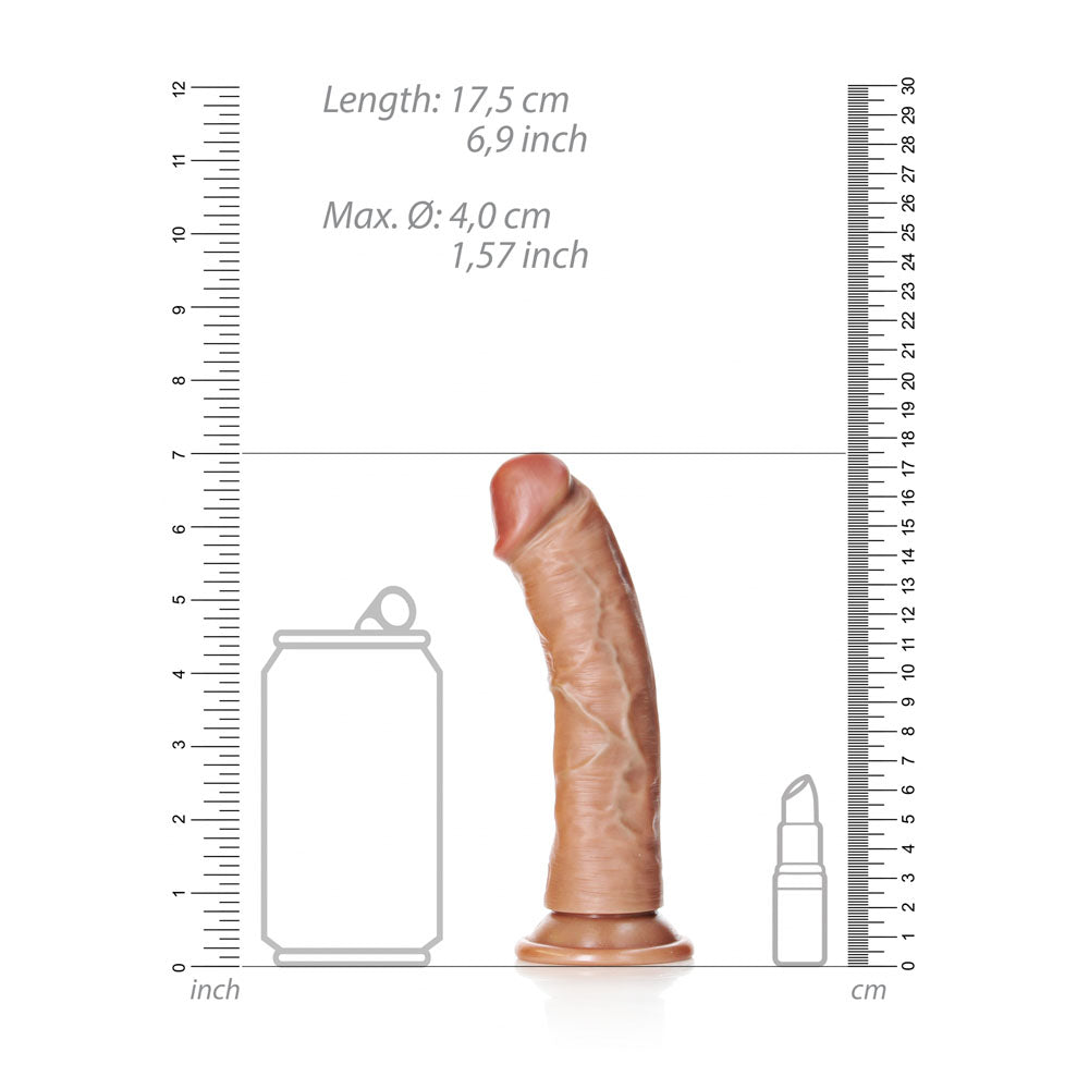REALROCK Realistic Regular Curved Dildo with Suction Cup - 15.5 cm Tan (6'') Dong