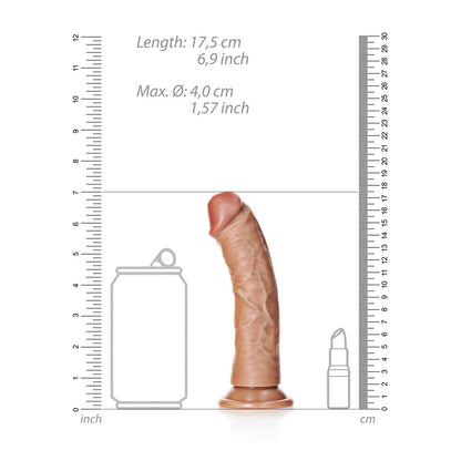 REALROCK Realistic Regular Curved Dildo with Suction Cup - 15.5 cm Tan (6'') Dong