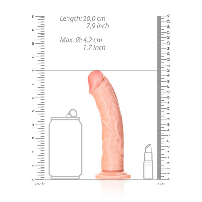 REALROCK Realistic Regular Curved Dildo with Suction Cup - 18 cm Flesh (7'')