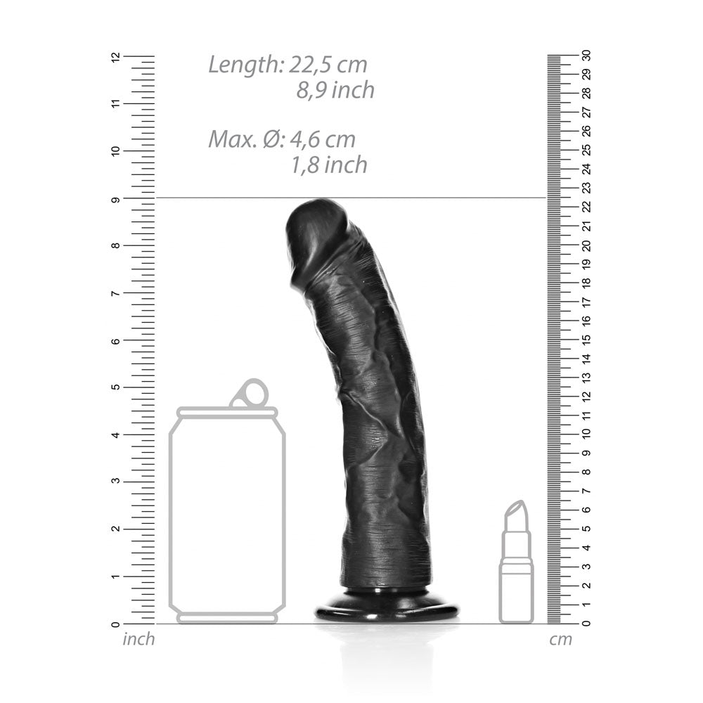 REALROCK Realistic Regular Curved Dildo with Suction Cup - 20 cm - Black 20 cm (8) Dong - REA118BLK