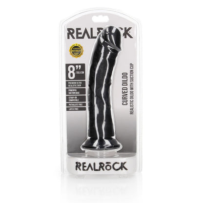 REALROCK Realistic Regular Curved Dildo with Suction Cup - 20 cm - Black 20 cm (8) Dong - REA118BLK