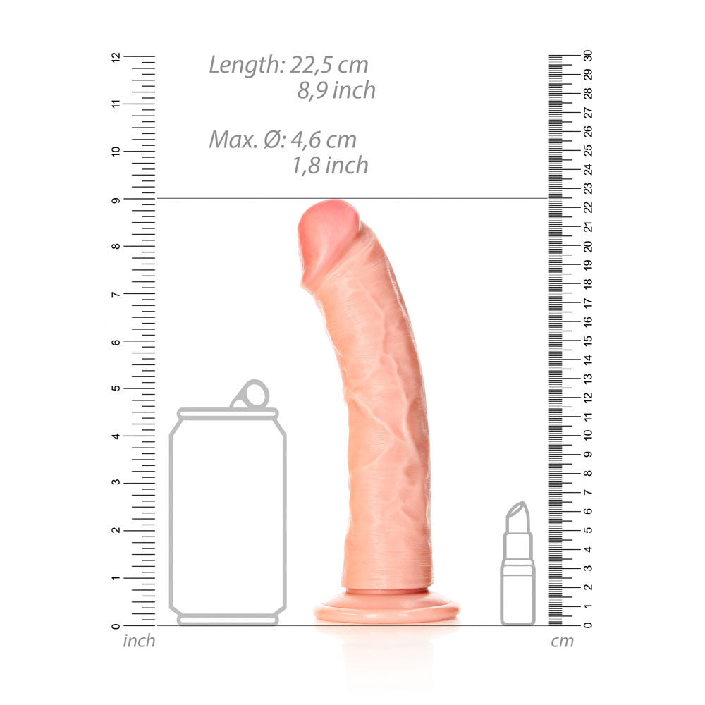 REALROCK Realistic Regular Curved Dildo with Suction Cup - 20 cm Flesh (8'') Dong