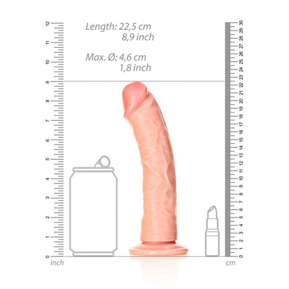 REALROCK Realistic Regular Curved Dildo with Suction Cup - 20 cm Flesh (8'') Dong