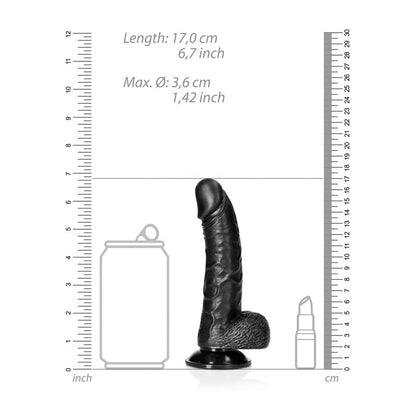 REALROCK Realistic Regular Curved Dildo with Balls - 15.5 cm Black (6'') Dong
