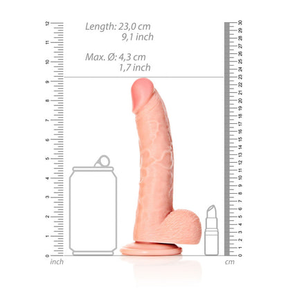 REALROCK Realistic Regular Curved Dildo with Balls - 20.5 cm Flesh (8'')