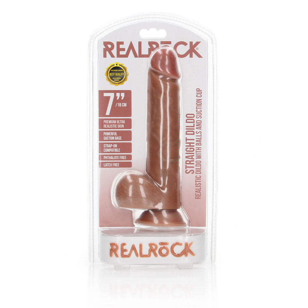 REALROCK Straight Realistic Dildo with Balls - 18 cm - Tan 18 cm (7) Dong-REA124TAN