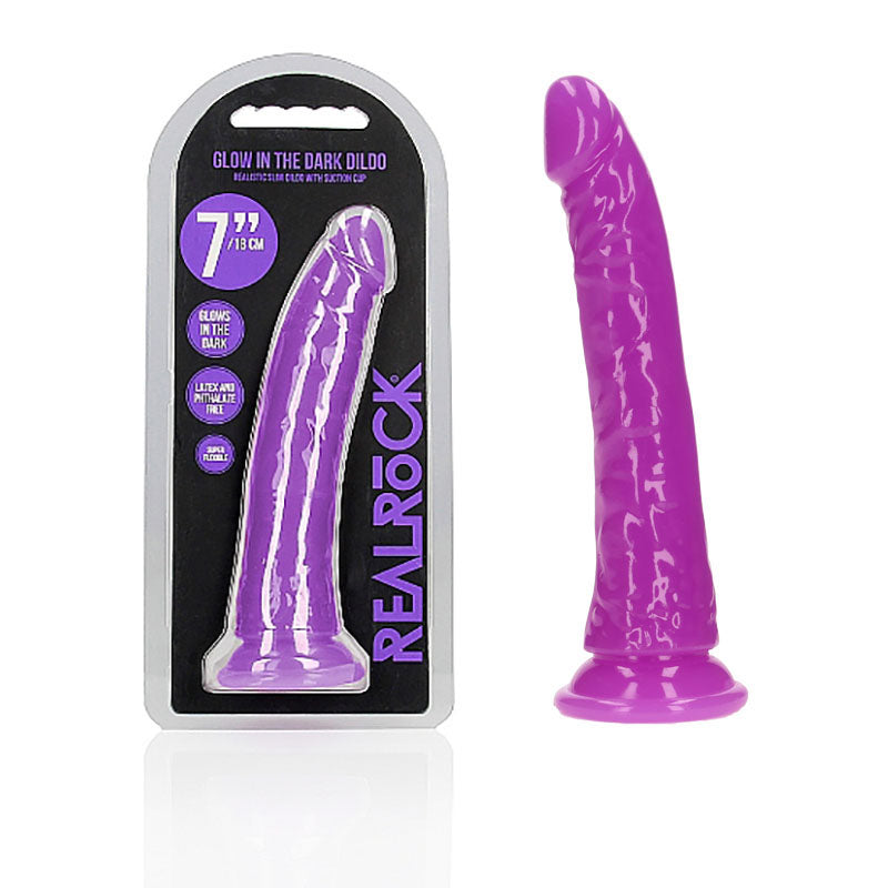 REALROCK 18 cm Slim Glow in the Dark Neon - Purple - Glow in Dark Purple 18 cm (7) Dong-REA142GLOPUR