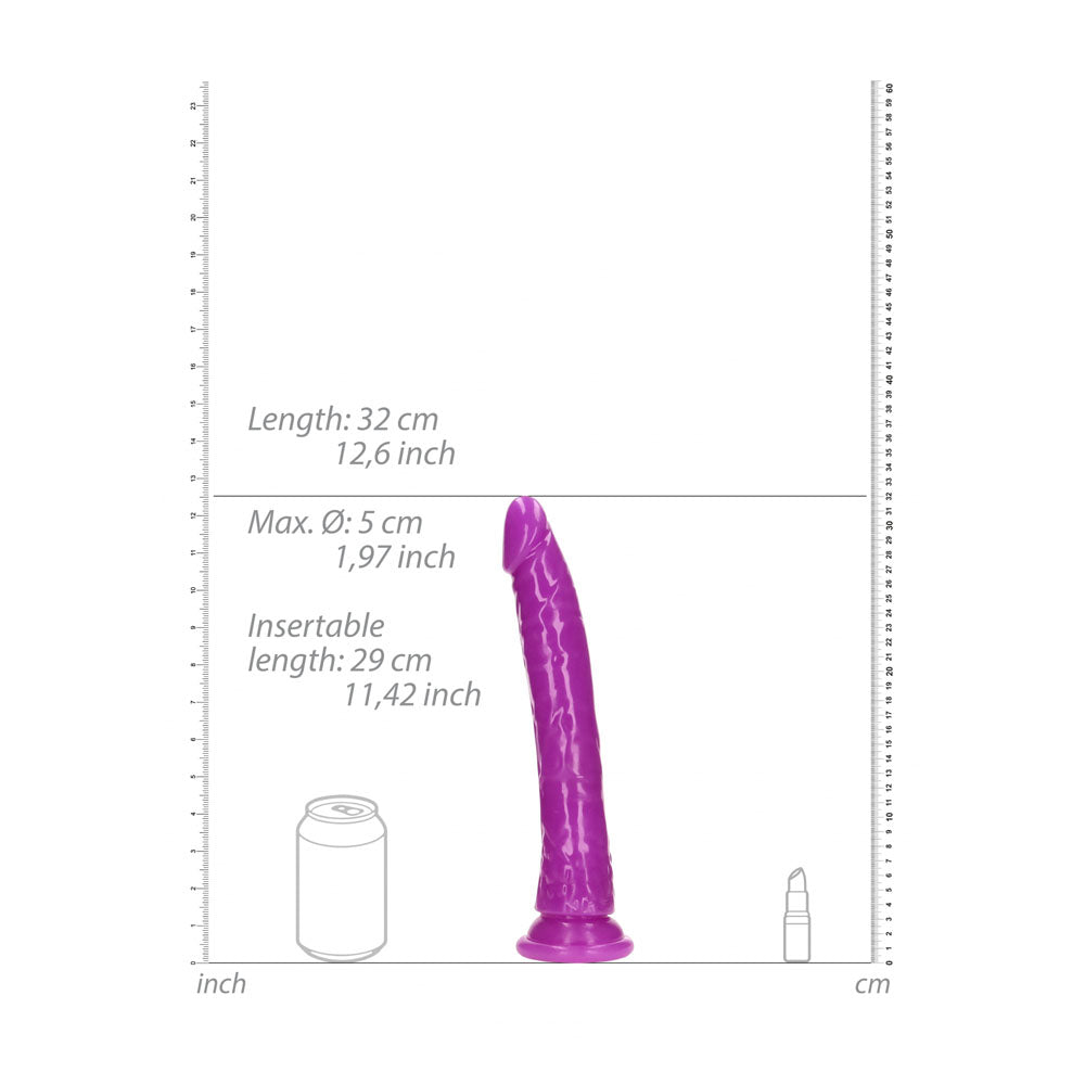 REALROCK 29 cm Slim Glow in the Dark Neon - Purple - Glow in Dark Purple 29 cm (11) Dong - REA146GLOPUR