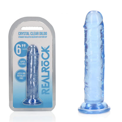 REALROCK 15.5 cm Straight Dildo - Blue - Blue 15.5 cm (6) Dong - REA150BLU