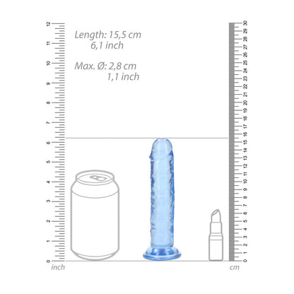 REALROCK 15.5 cm Straight Dildo - Blue - Blue 15.5 cm (6) Dong - REA150BLU
