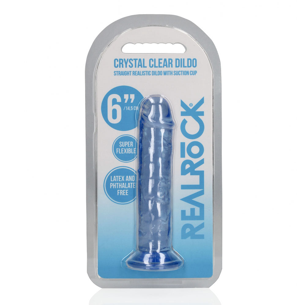 REALROCK 15.5 cm Straight Dildo - Blue - Blue 15.5 cm (6) Dong - REA150BLU