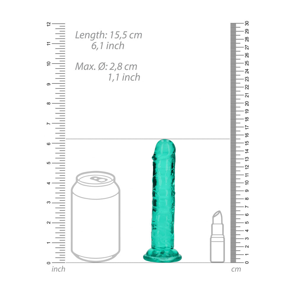 REALROCK 15.5 cm Straight Dildo - Turquoise - Turquoise 15.5 cm (6) Dong - REA150TUR