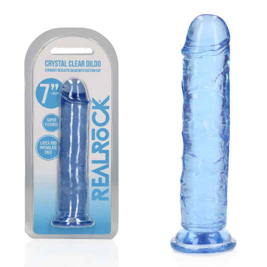 REALROCK 18 cm Straight Dildo - Blue - Blue 18 cm (7) Dong - REA152BLU