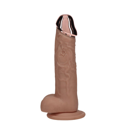 REALROCK Metal Head 7 Rechargeable Dildo - Tan - Tan 19 cm USB Rechargeable Vibrating Dildo with Metal Head and Wireless Remote - REA210TAN