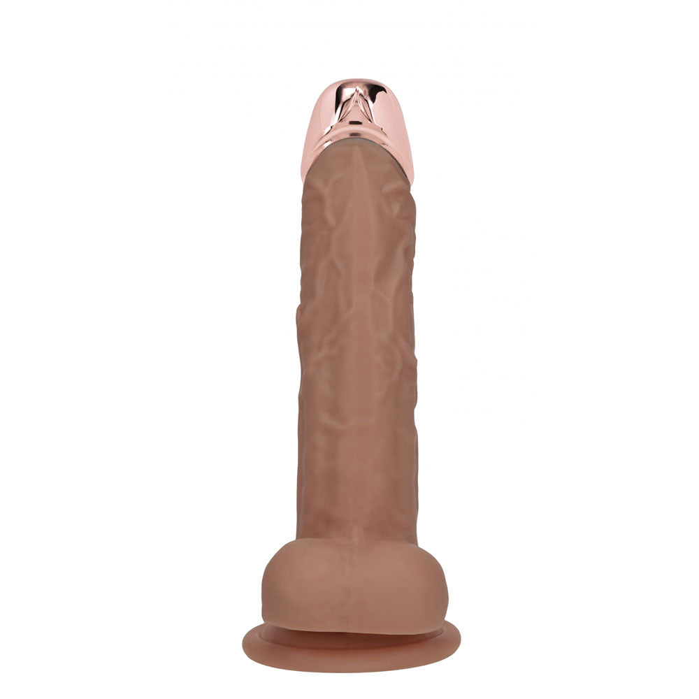 REALROCK Metal Head 7 Rechargeable Dildo - Tan - Tan 19 cm USB Rechargeable Vibrating Dildo with Metal Head and Wireless Remote - REA210TAN